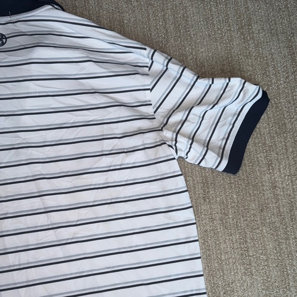 G/FORE Navy White Stripe Performance Polo Men's Small Golf Shirt Stretch Shirt - Picture 11 of 13